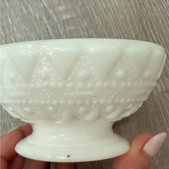 White Milk Glass Pedestal Dessert Bowl - Picture 2 of 6